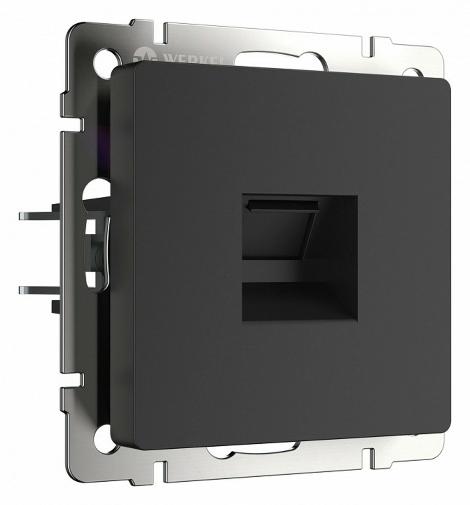 Фото Розетка телефонная RJ-11 без рамки Werkel черный матовый W1182008 WRK_a051604 - интернет-магазин МегаТерем в Москве