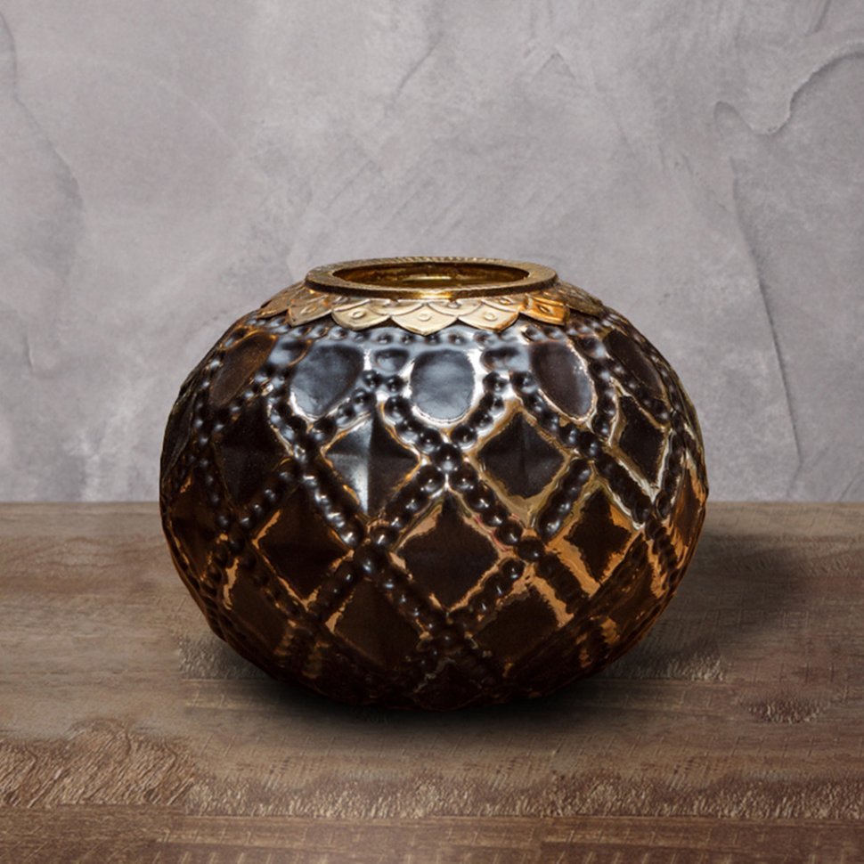 Фото Подсвечник Ksa/5478, 25, стекло, металл, black gold, ROOMERS FURNITURE - интернет-магазин МегаТерем в Москве