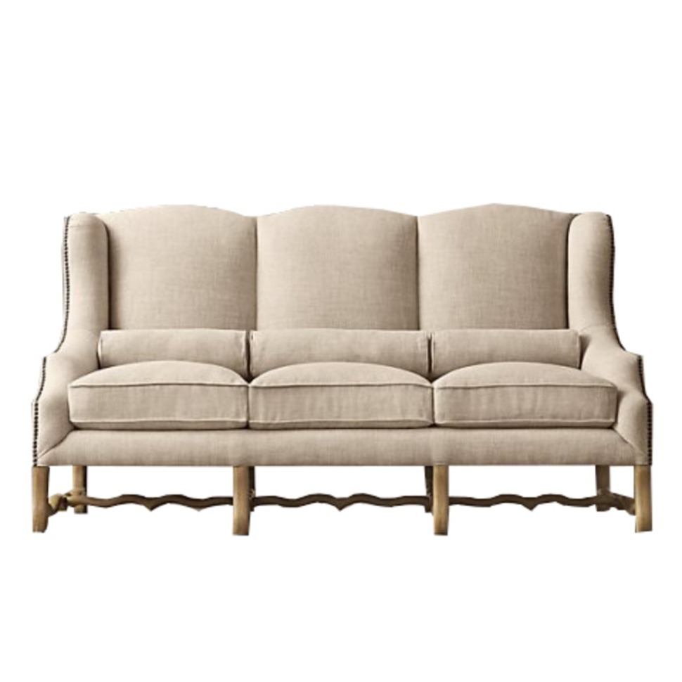 Фото Диван Монсеньор VT10777-A1-A21115A2, каркас массив дуба, обивка лен, Cream, RESTORATION HARDWARE - интернет-магазин МегаТерем в Москве