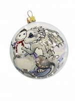Новогодний шар Дракоша со снеговиком с кристаллами Swarovski (3004)
