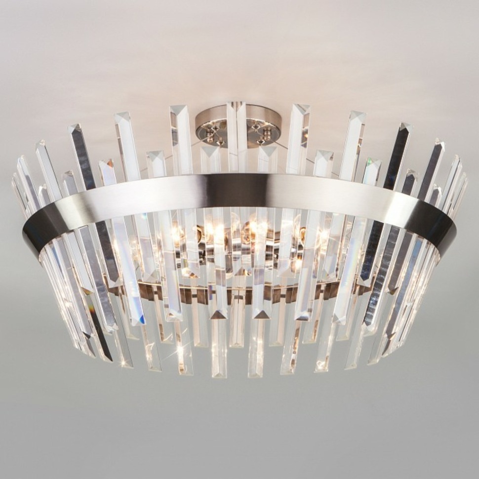 Фото Светильник на штанге TK Lighting Steccato 10111/8 сатин-никель / прозрачный хрусталь Strotskis EV_a047847 - интернет-магазин МегаТерем в Москве