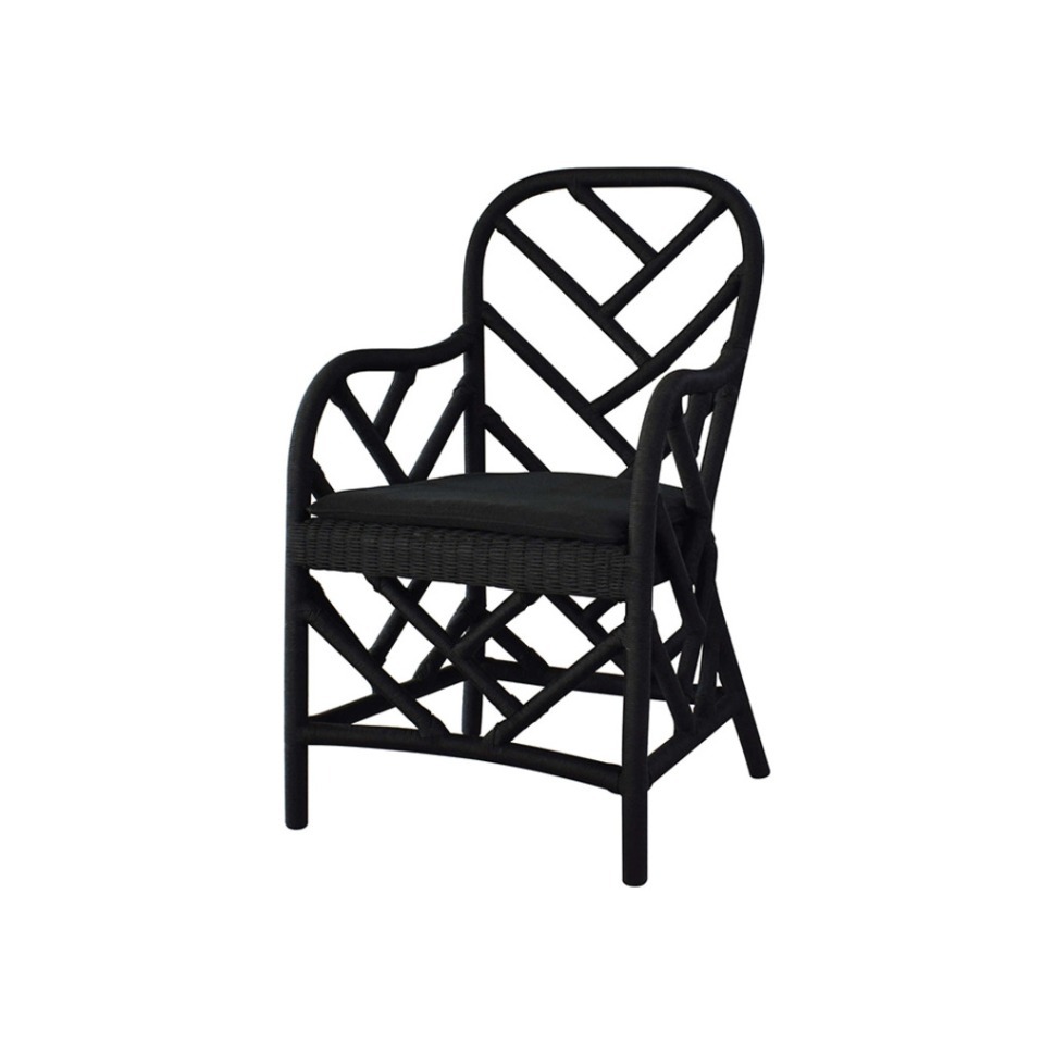 Фото Полукресло FG-30569, ротанг, текстиль, Black, ROOMERS FURNITURE - интернет-магазин МегаТерем в Москве
