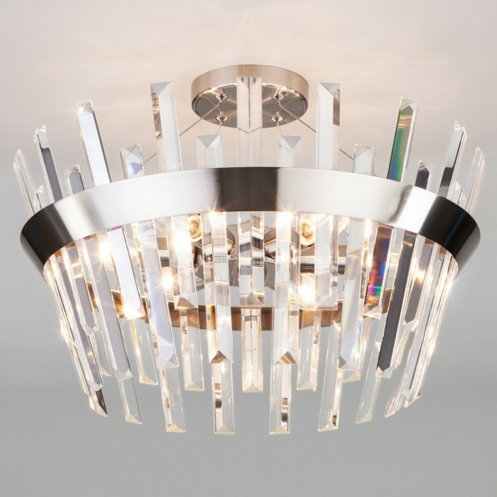 Фото Светильник на штанге TK Lighting Steccato 10111/5 сатин-никель/прозрачный хрусталь Strotskis EV_a047848 - интернет-магазин МегаТерем в Москве