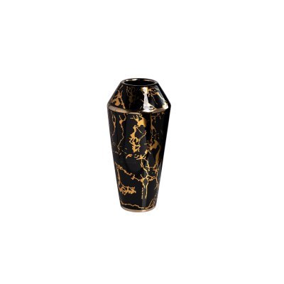 Ваза керамическая черная с золотым декором d14,5*30см (TT-00010195)
