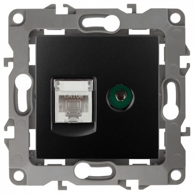 ТВ-розетка и розетка Ethernet RJ-45 без рамки Эра Эра 12 12-3110-05 ER_B0027445