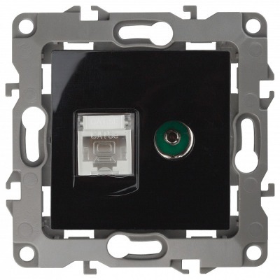 ТВ-розетка и розетка Ethernet RJ-45 без рамки Эра Эра 12 12-3110-06 ER_B0027446