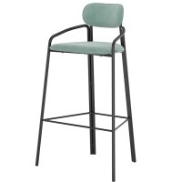 Стул барный ror, round, велюр, черный/светло-бирюзовый (74442)