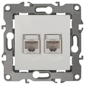 Фото Розетка двойная Ethernet RJ-45 без рамки Эра Эра 12 12-3108-02 ER_B0014730 - интернет-магазин МегаТерем в Москве