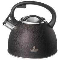 Чайник agness со свистком 2,5 л, black, индукцион. дно (907-251) 