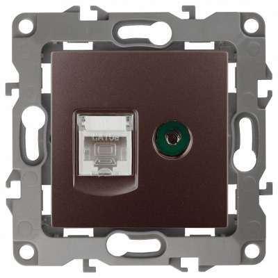 ТВ-розетка и розетка Ethernet RJ-45 без рамки Эра Эра 12 12-3110-13 ER_B0027448