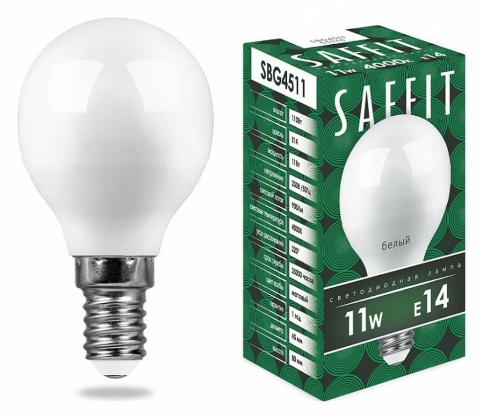 Фото Лампа светодиодная Feron Saffit SBG4511 E14 11Вт 4000K 55138 FE_55138 - интернет-магазин МегаТерем в Москве