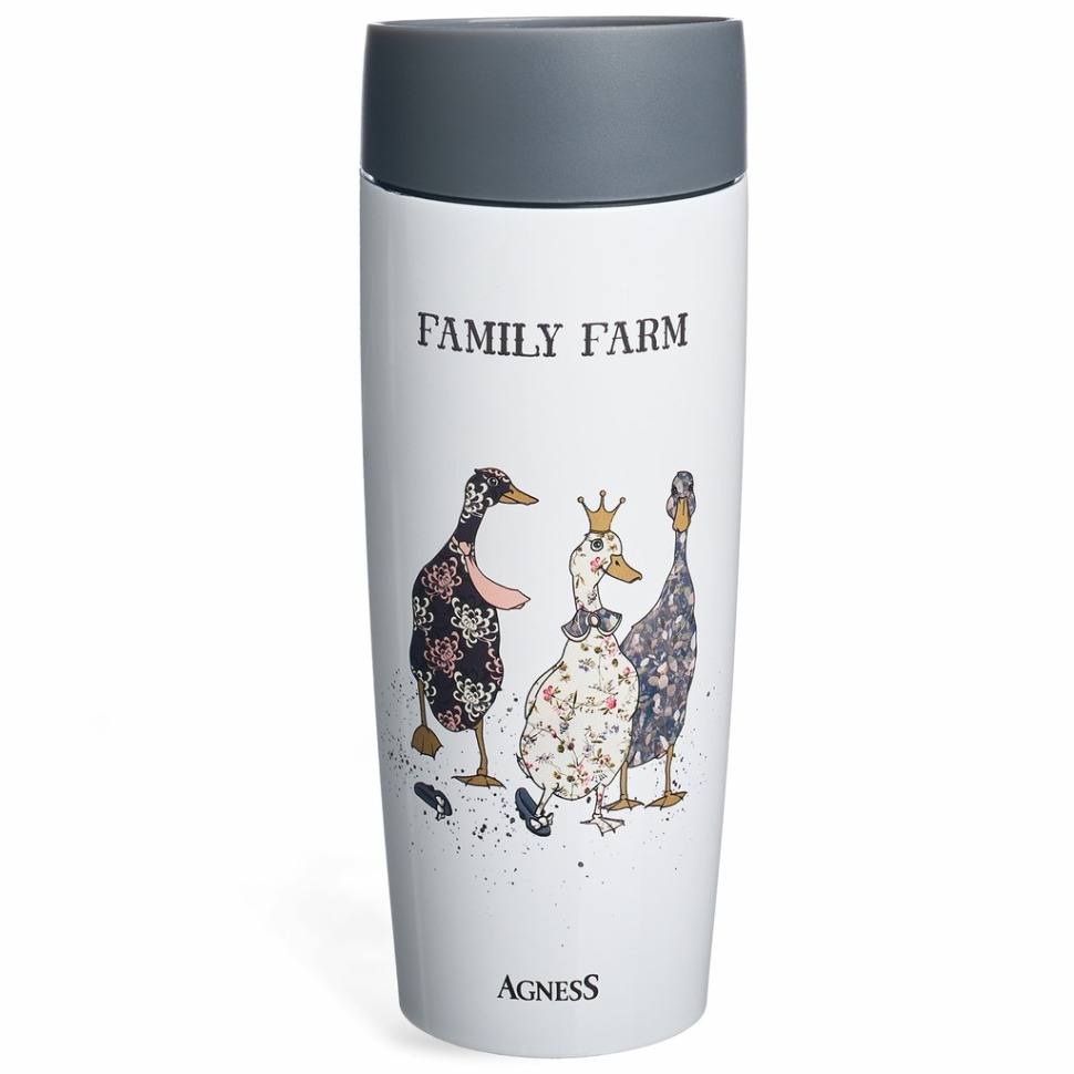 Фото Термокружка agness  family farm 360мл, колба нерж.сталь 18/10 (709-121)  - интернет-магазин МегаТерем в Москве