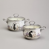 Набор кастрюль эмалированный, серия "lavender cats" 4пр. 2,0/2,8л диа.18/20см Agness (943-102)