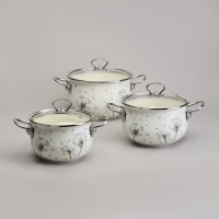 Набор кастрюль эмалированный, серия "dandelion" 6пр. 2,0/2,8/3,8л диа.18/20/22см Agness (943-105)