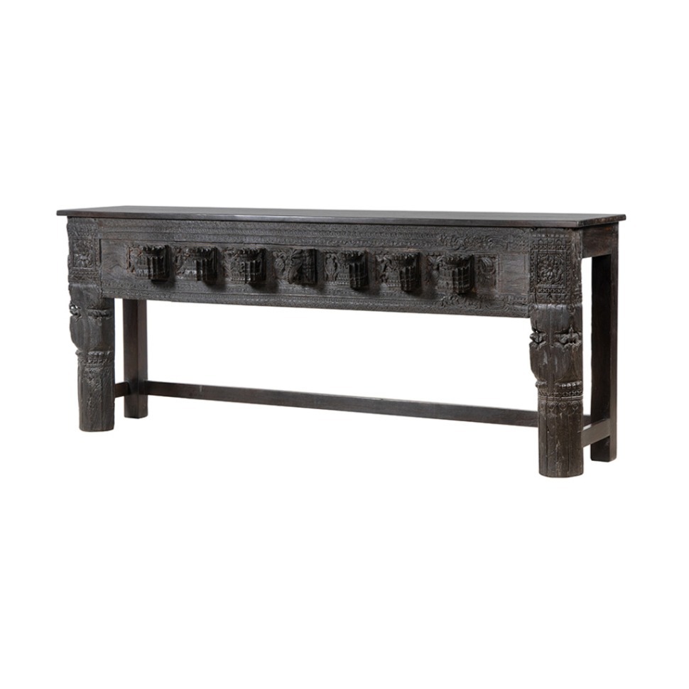 Фото Консоль XIX век, Индия PA14616, Тиковое дерево, dark brown, ROOMERS ANTIQUE - интернет-магазин МегаТерем в Москве