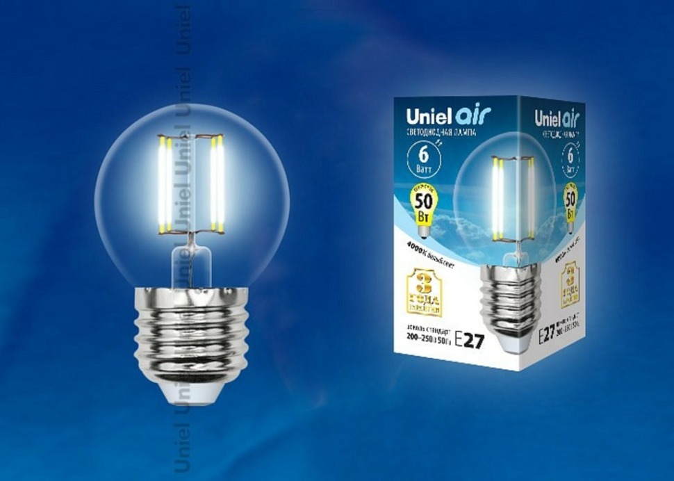 Фото Лампа светодиодная Uniel Air E27 6Вт 4000K UL-00002208 UL_UL-00002208 - интернет-магазин МегаТерем в Москве