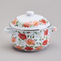 Кастрюля agness эмалированная с эмал.крышкой серия "маки", 3.6 л, 22*13 см (934-743) 