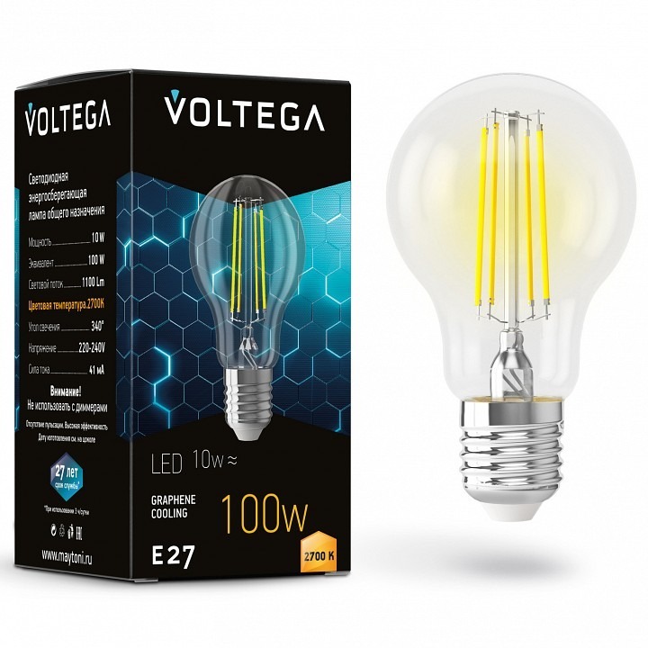 Фото Лампа светодиодная Voltega General purpose bulb E27 9Вт 2700K 7227 VLG_7227 - интернет-магазин МегаТерем в Москве