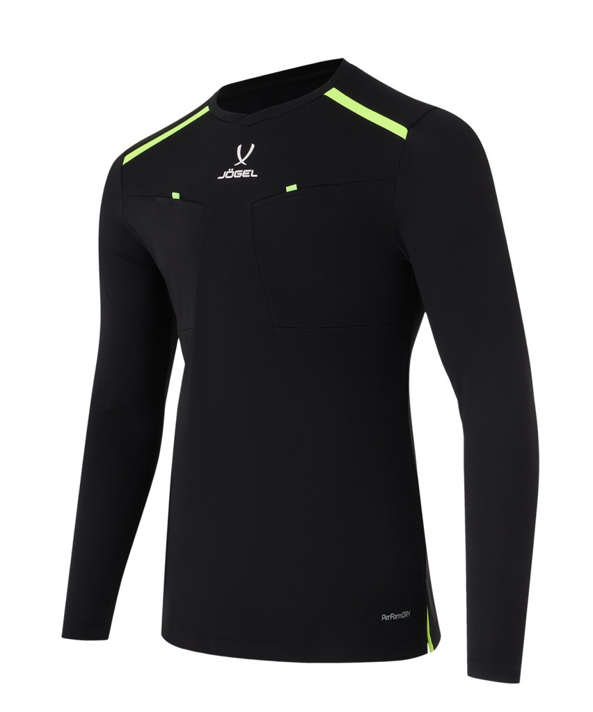 Фото Футболка судейская с длинным рукавом JOGEL DIVISION PerFormDRY Referee LS Tee, черный (2123322) - интернет-магазин МегаТерем в Москве