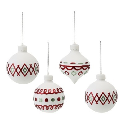 Набор ёлочных украшений с подсветкой festive embroidery из коллекции new year essential, 4 шт. (78341)