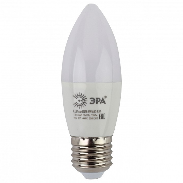 Фото Лампа светодиодная Эра Стандарт E27 9Вт 4000K LED B35-9W-840-E27 ER_B0027972 - интернет-магазин МегаТерем в Москве