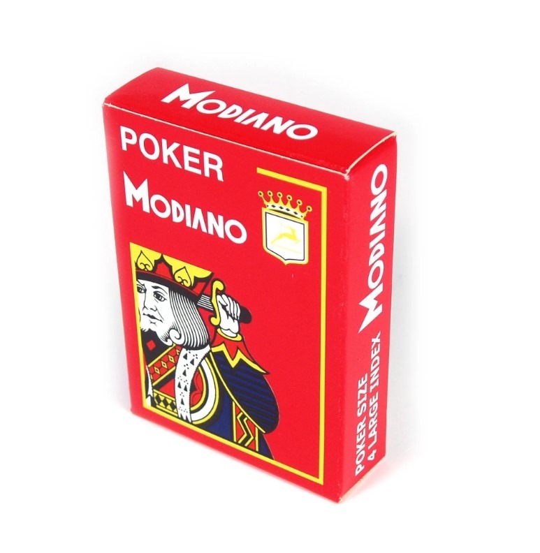 Фото Карты Modiano Poker 100% plastic 4 jumbo index red (64298) - интернет-магазин МегаТерем в Москве